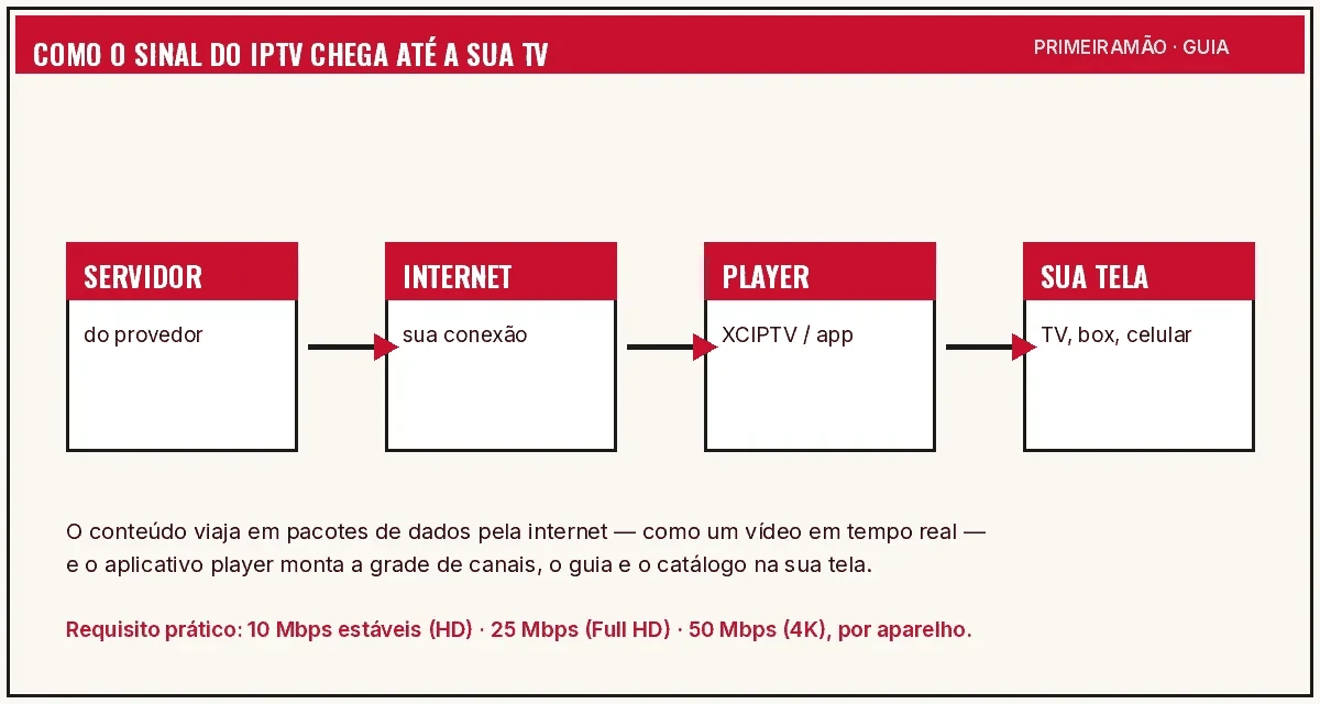 Grade completa de canais ao vivo, filmes e séries organizados por categorias no player
