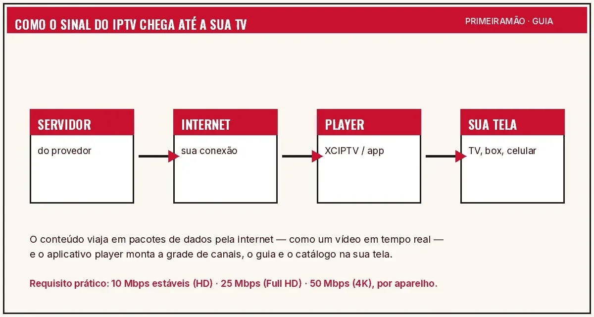 Grade completa de canais ao vivo, filmes e séries organizados por categorias no player